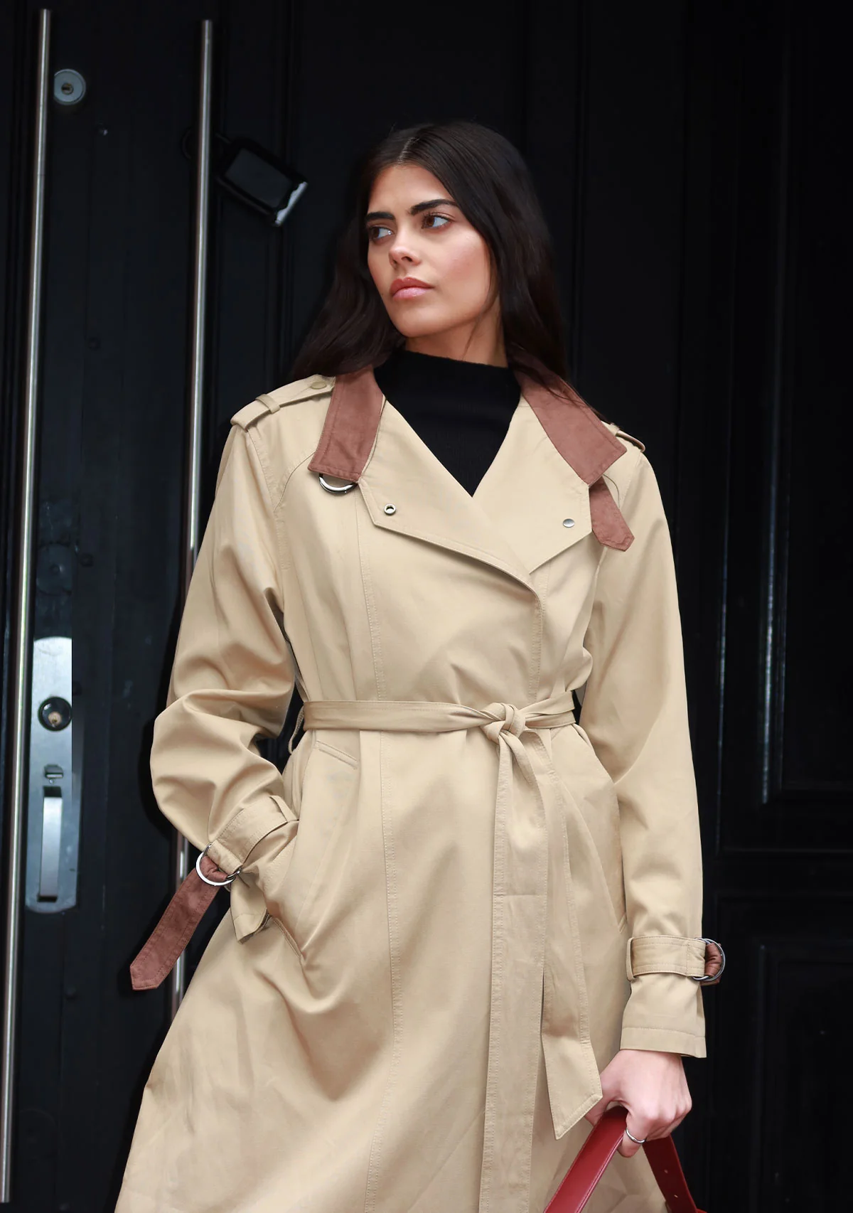 Belted Trench Coat Khaki - Image 3