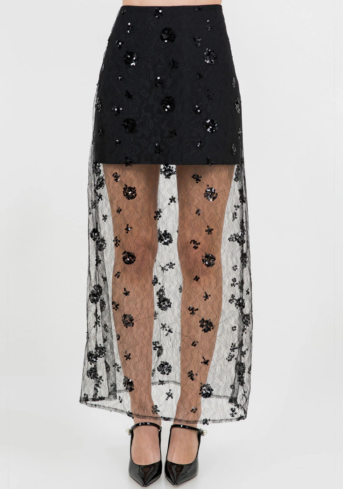 Black Mesh Overlay Skirt Black - Image 2