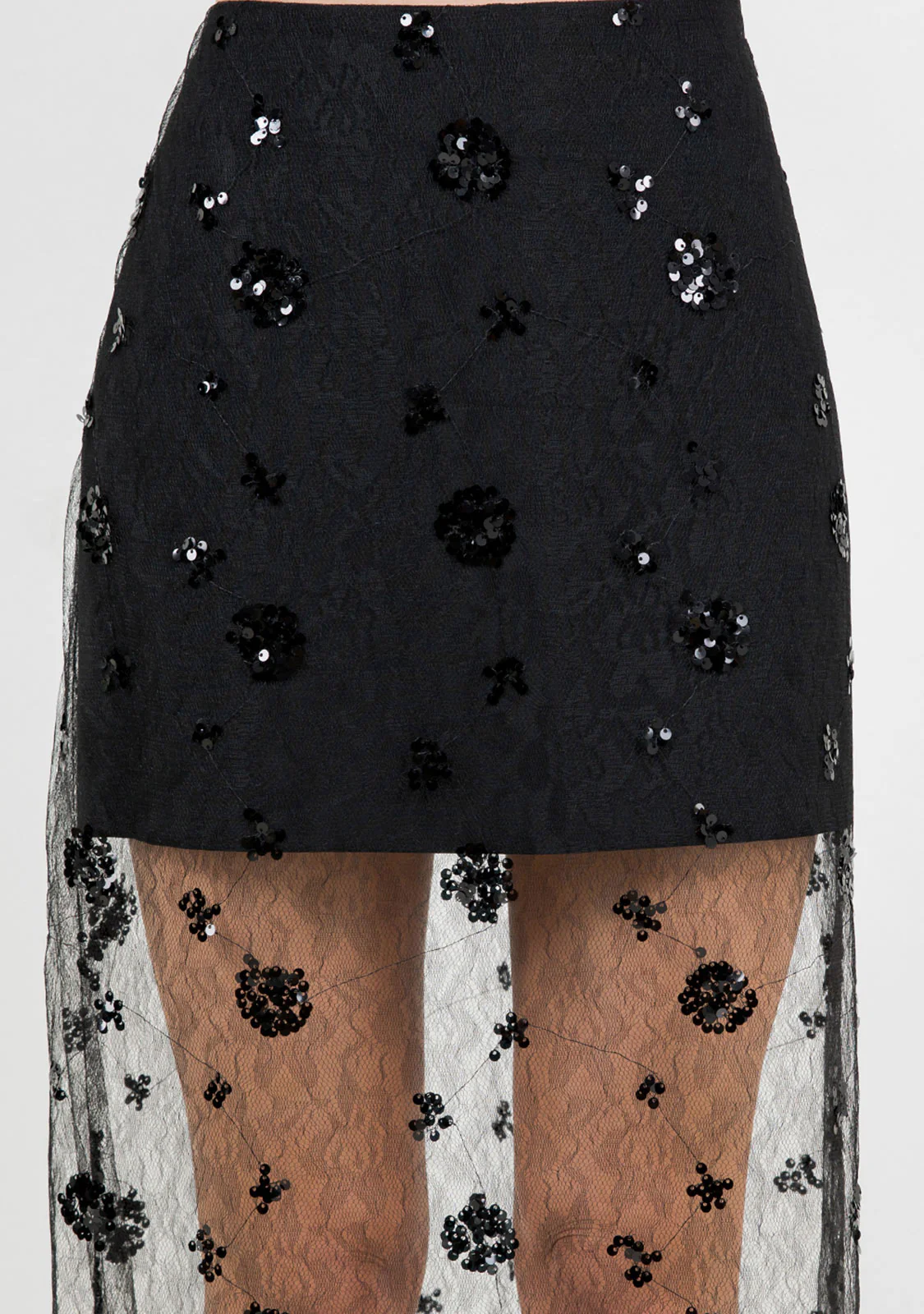 Black Mesh Overlay Skirt Black - Image 5