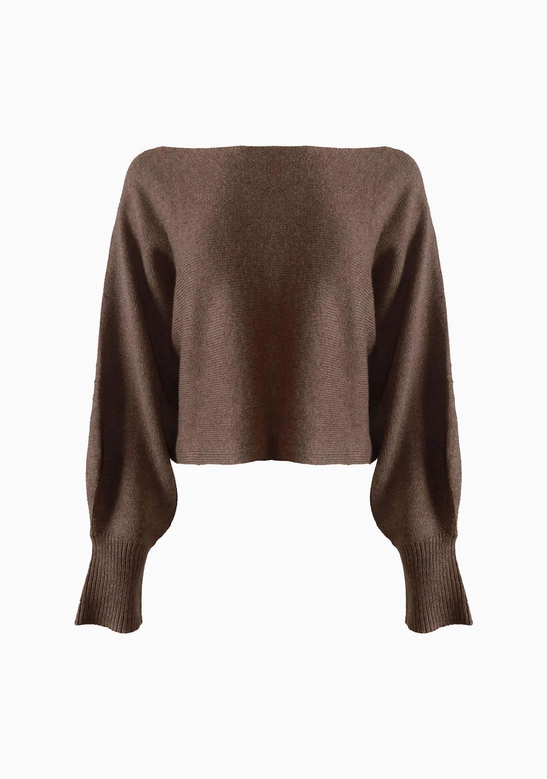 Boat Neck Sweater Top Brown