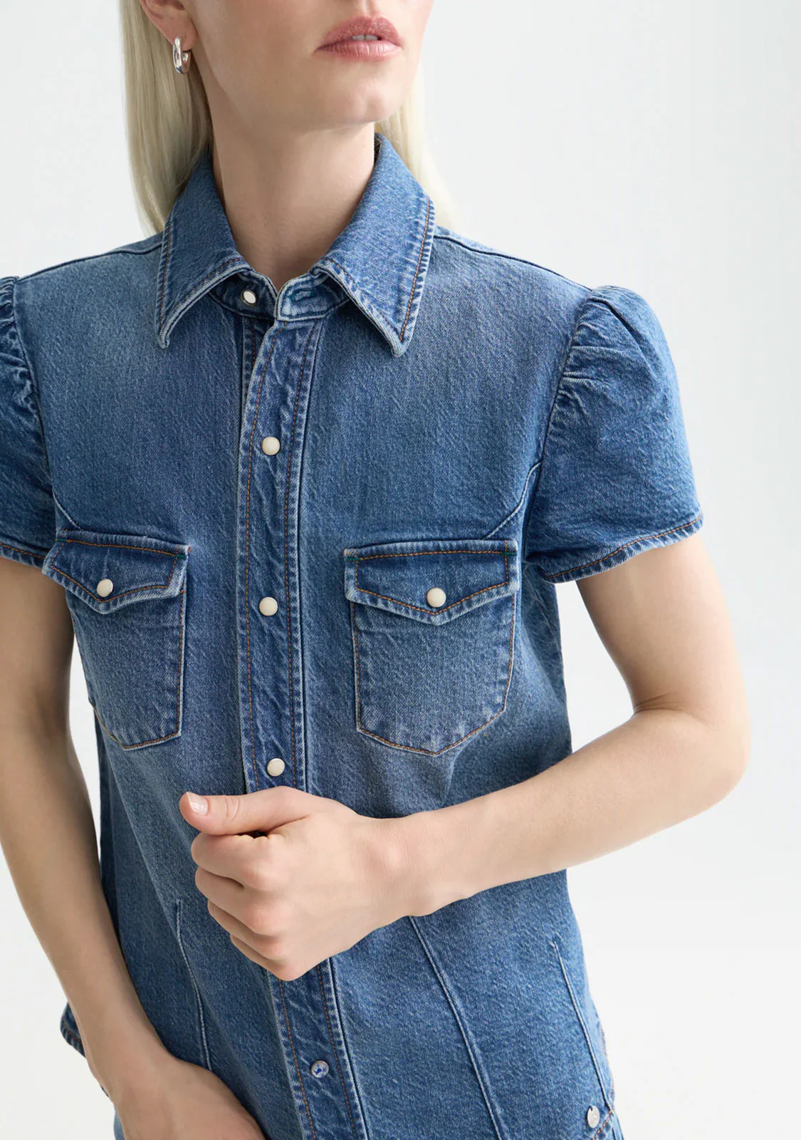 Cap Sleeve Fitted Denim Shirt Texas Sun - Image 3