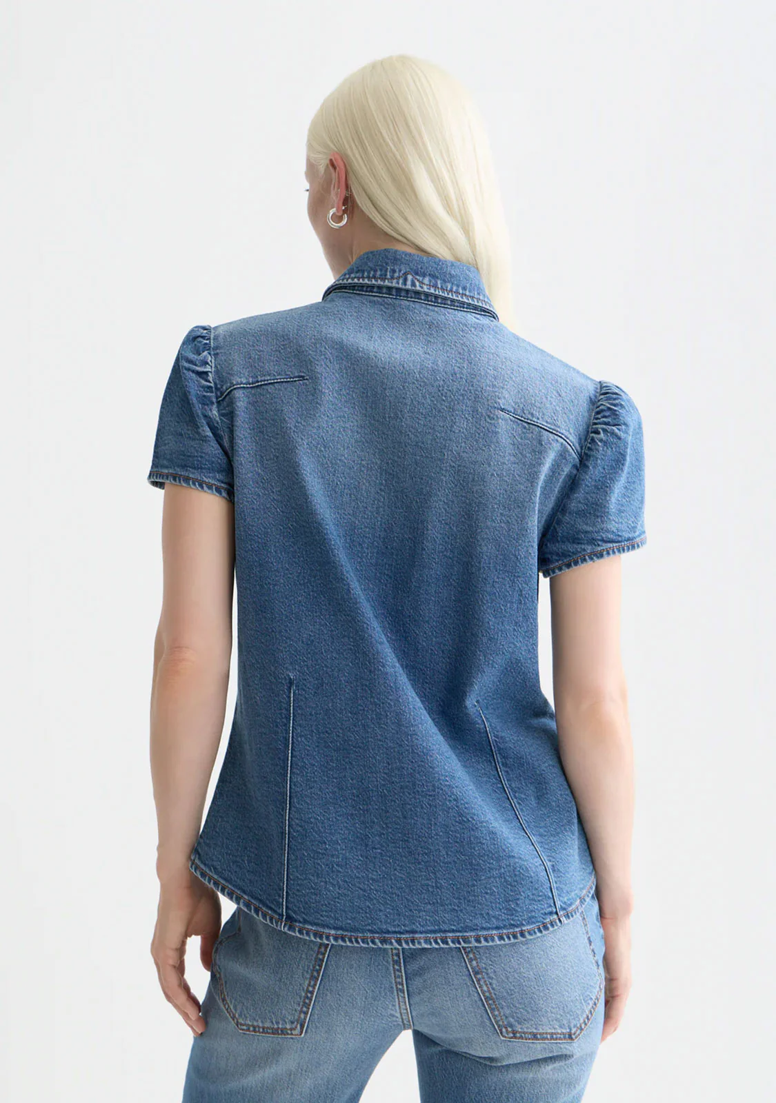 Cap Sleeve Fitted Denim Shirt Texas Sun - Image 4