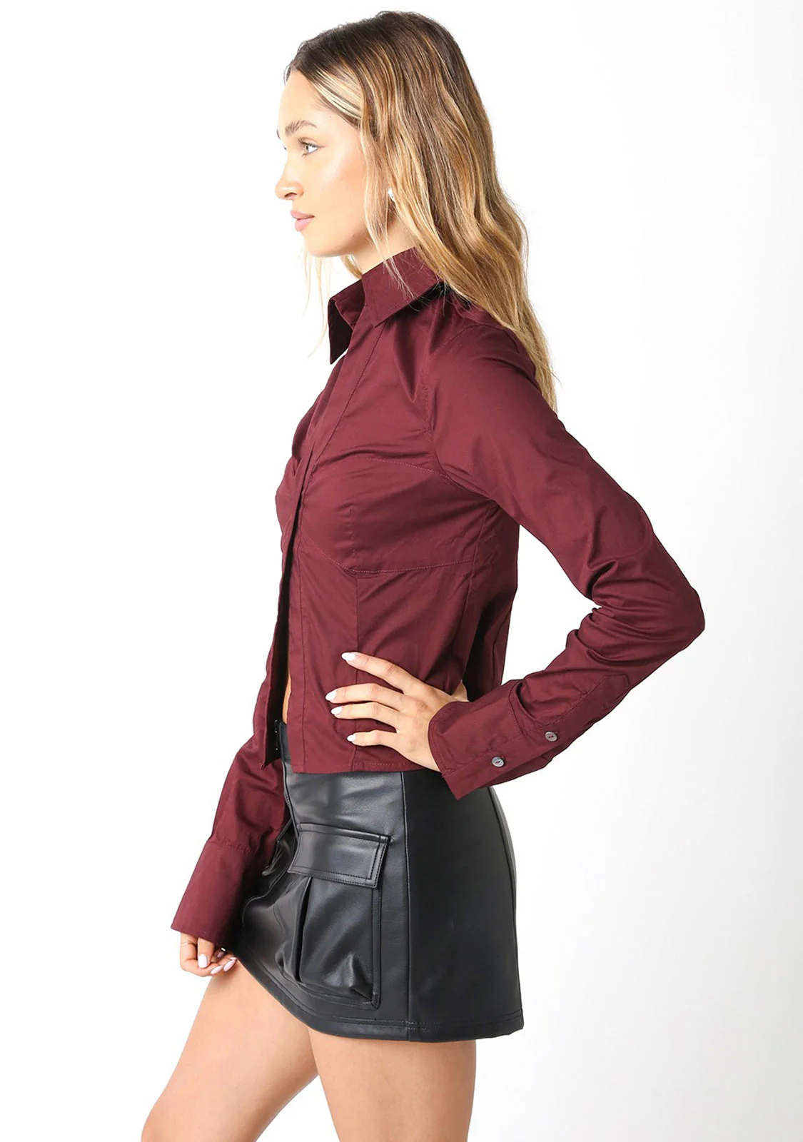 Cropped Button-Up Shirt - Image 3