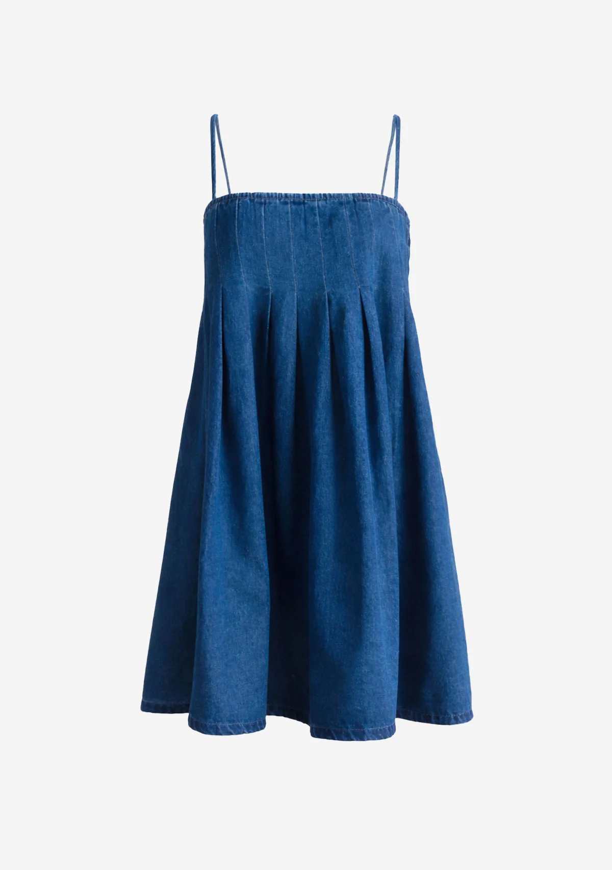 Denim Pleated Babydoll Dress DK Denim