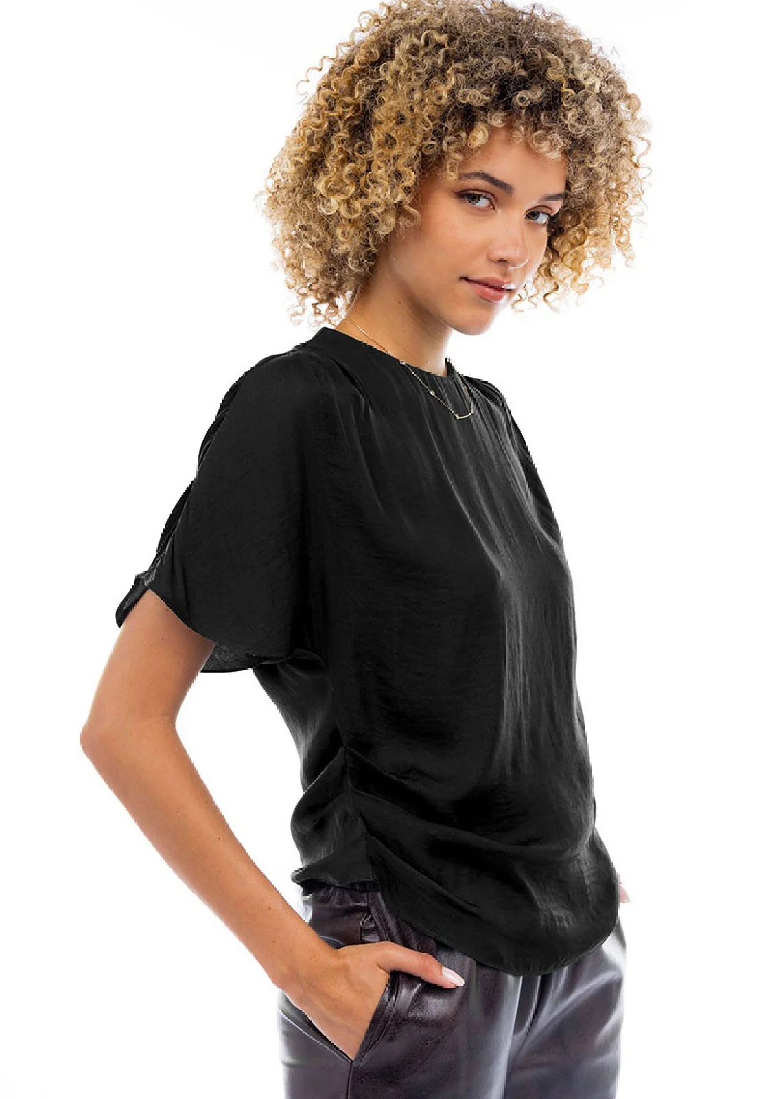 Drop Shoulder Blouse with Invisible Zipper - Image 2