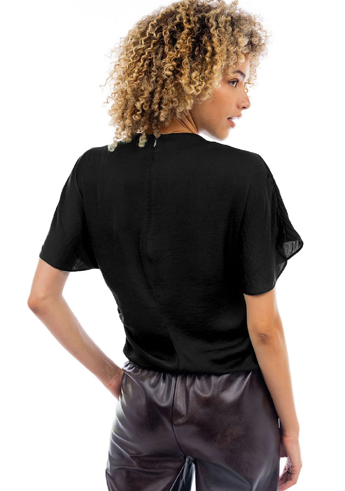 Drop Shoulder Blouse with Invisible Zipper - Image 3
