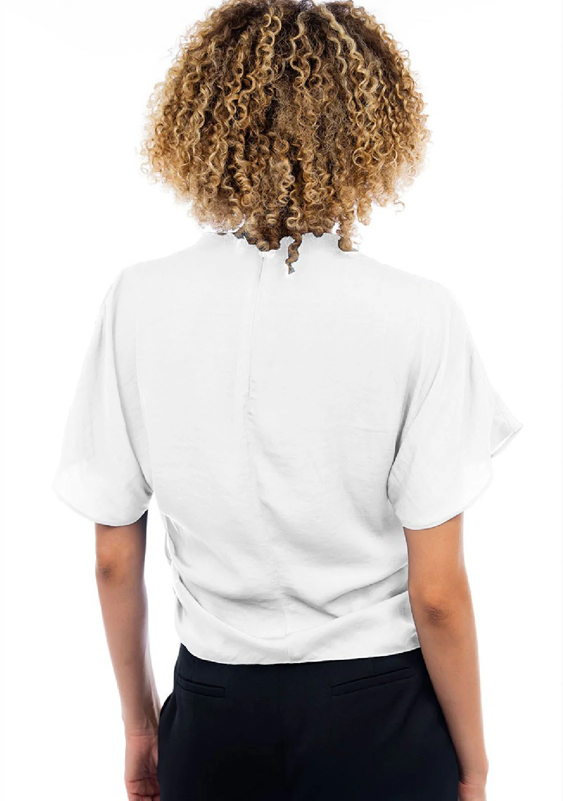 Drop Shoulder Blouse with Invisible Zipper - Image 3