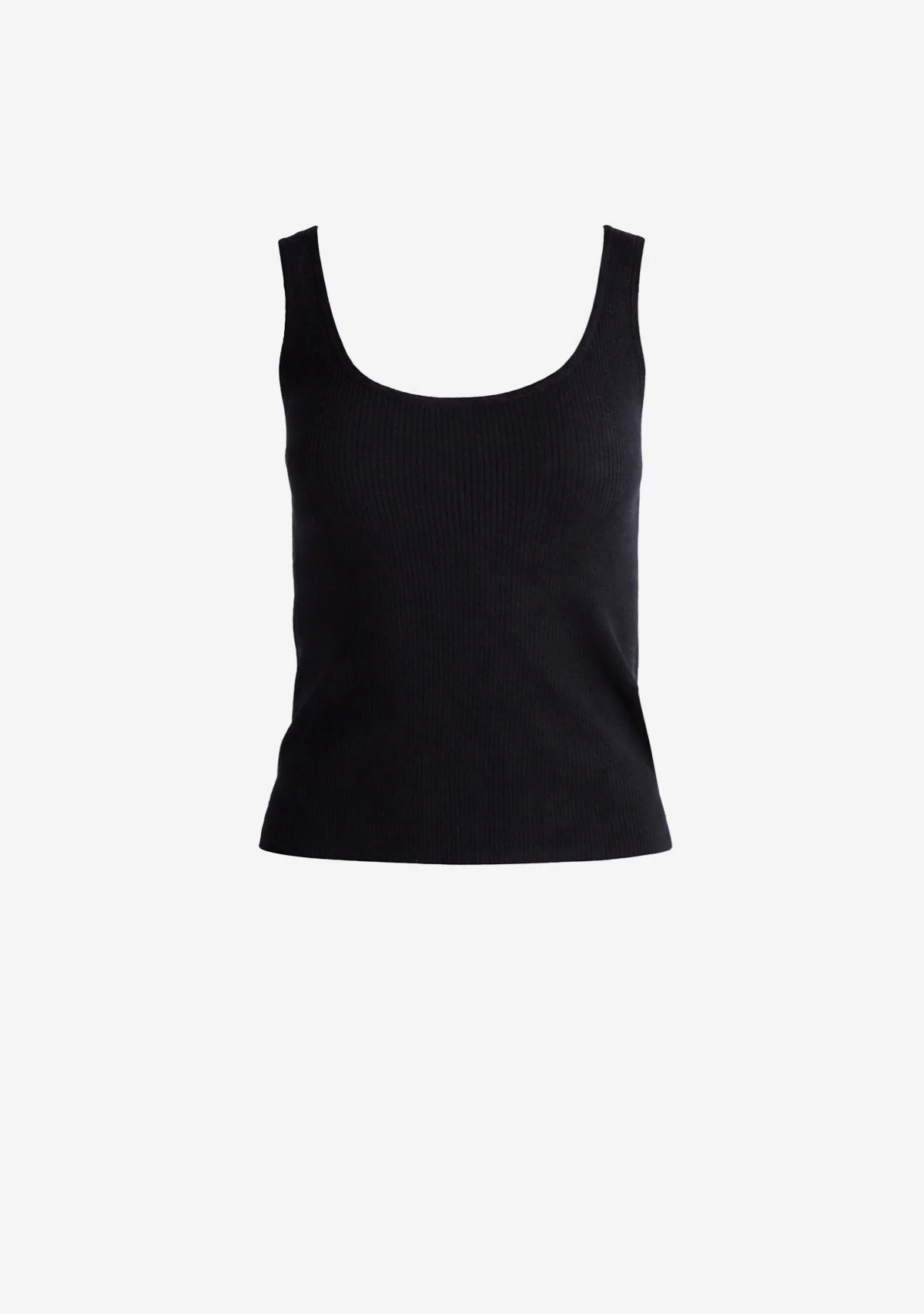 Fitted Scoop Neck Tank Black