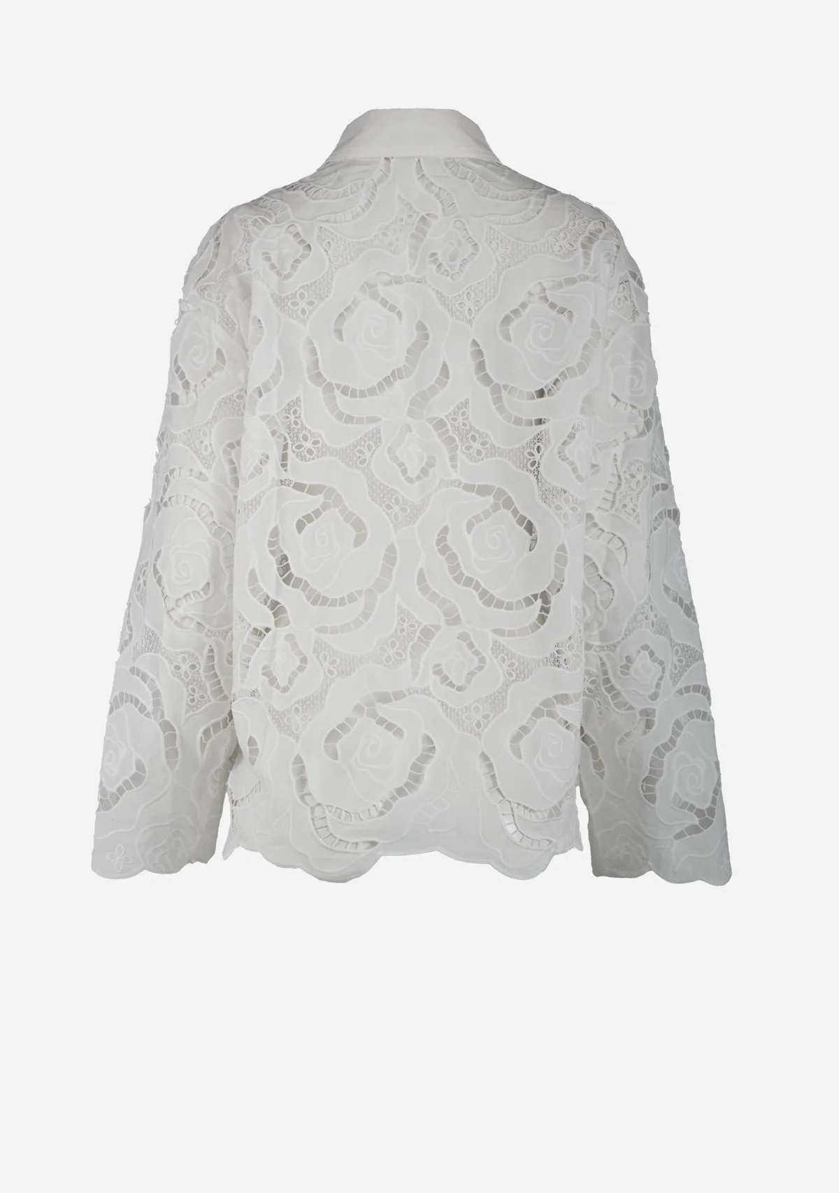 Floral Eyelet Pattern Shirts White - Image 2