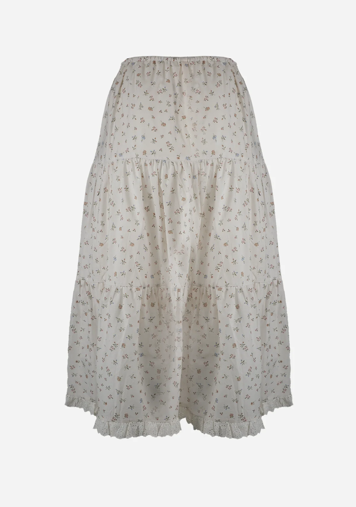 Floral Lace Trim Front Tie Skirt Cream - Image 2