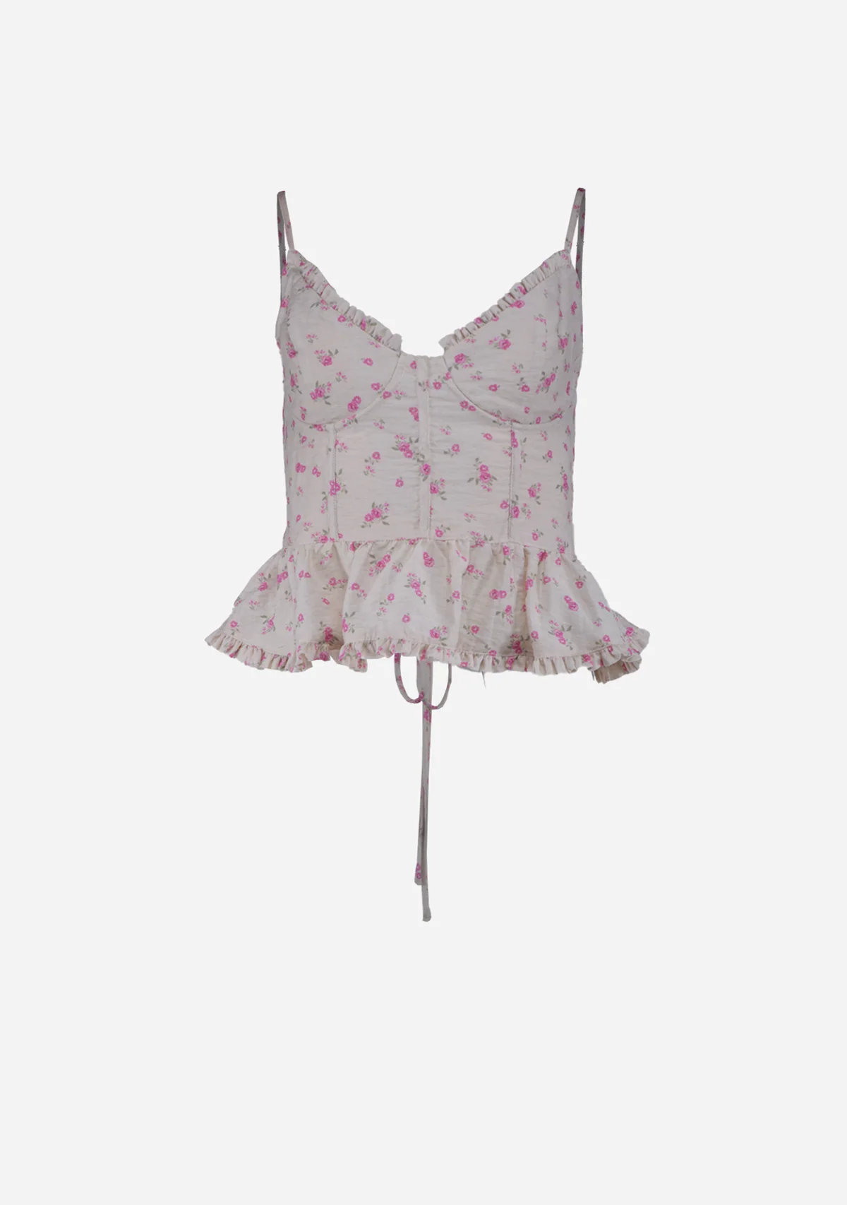Floral Peplum Bustier Top Sweet Rose