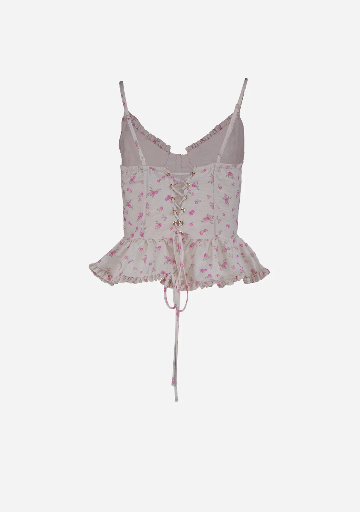 Floral Peplum Bustier Top Sweet Rose - Image 2