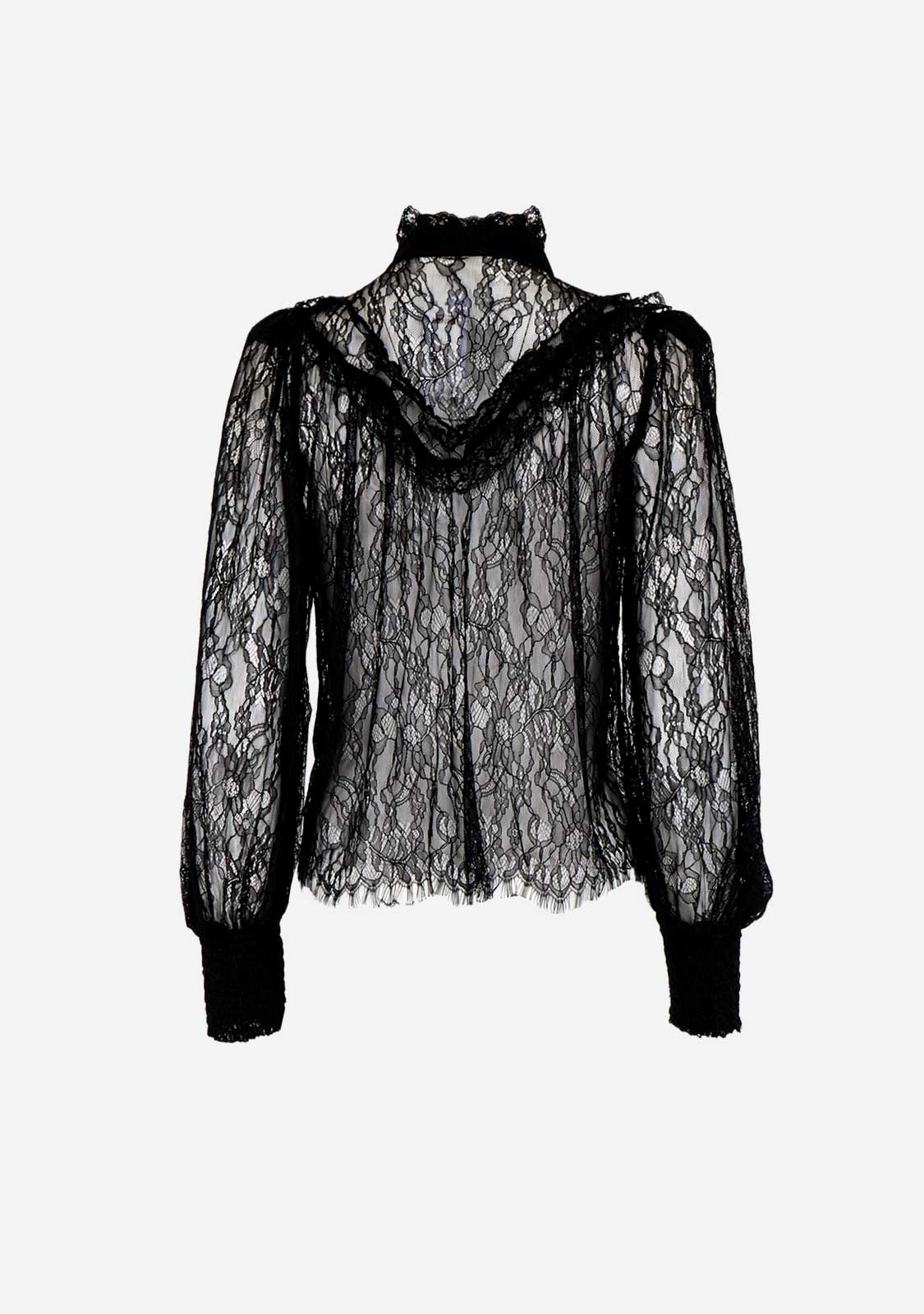 Frilly Lace Structured Shoulder Blouse - Image 3