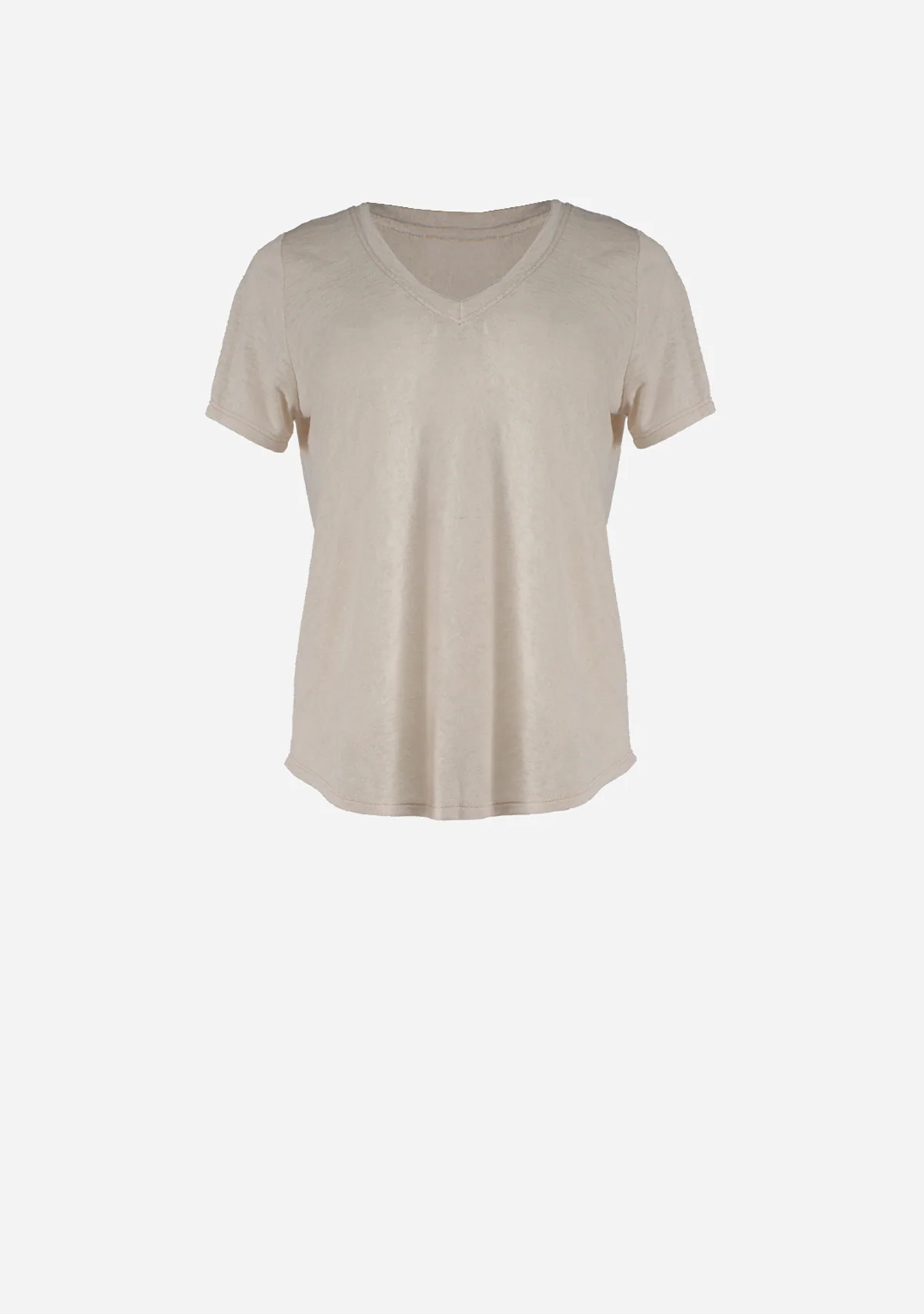 Hacci Slub V-Neck Band Tee Natural