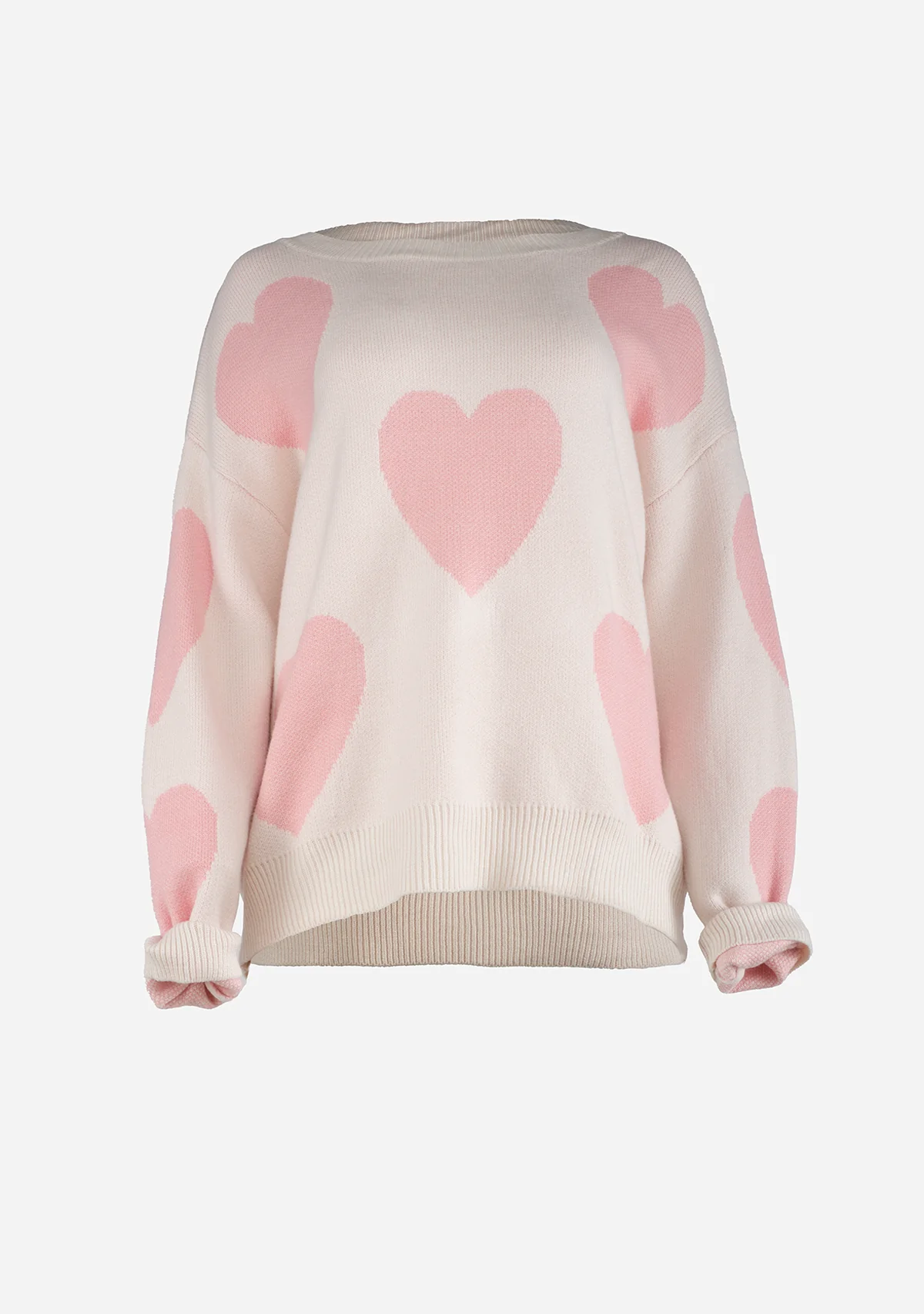 Heart Print Valentine Sweater Cream/Blush