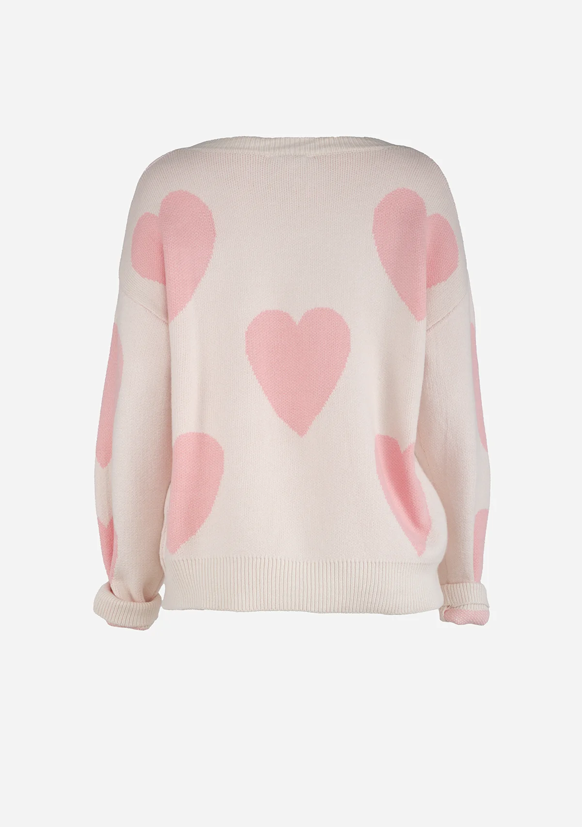 Heart Print Valentine Sweater Cream/Blush - Image 2