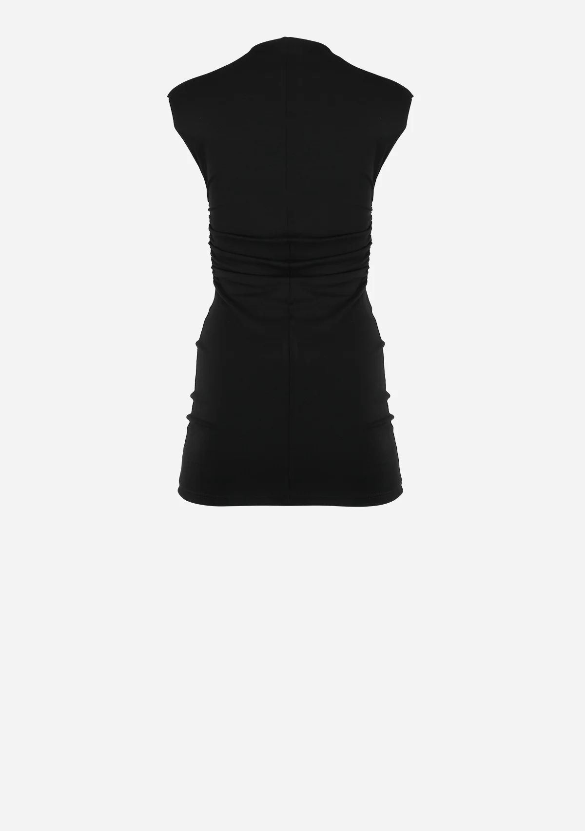 High Mock Neckline Cap Sleeves Mini Dress Black - Image 2