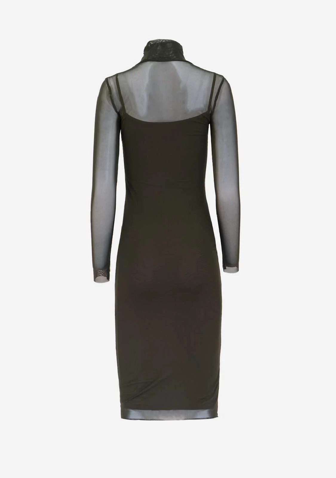 High Neck Long Dress With Long Sleeves - Image 2