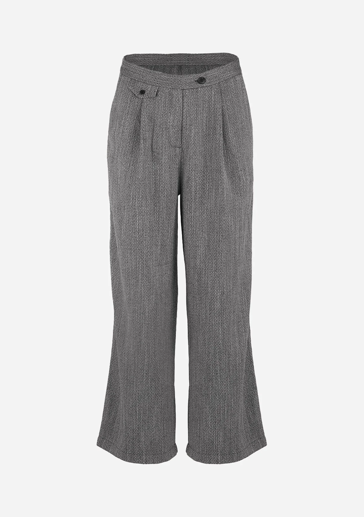 High-Waisted Wide-Leg Pleated Trousers Black Noir