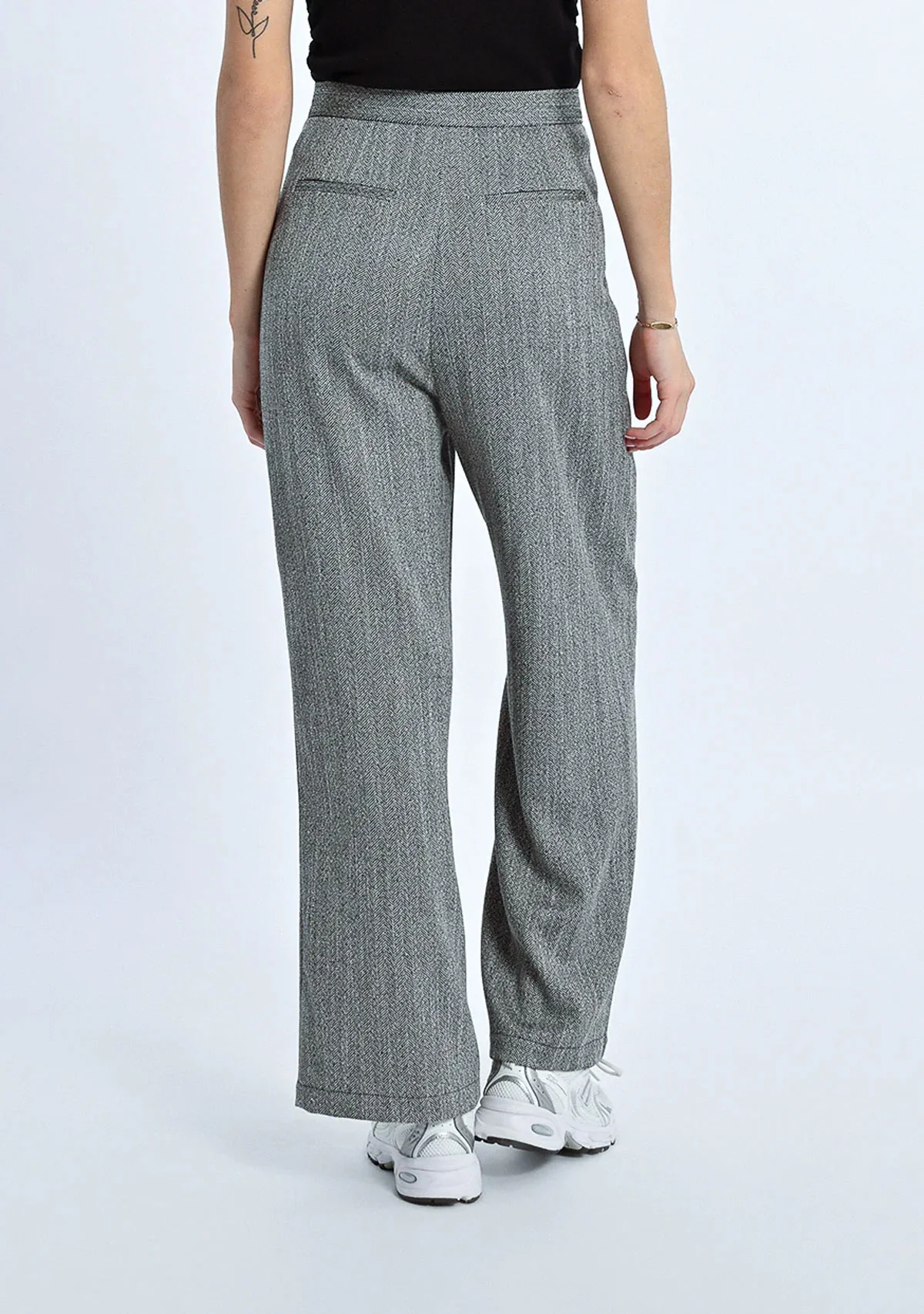 High-Waisted Wide-Leg Pleated Trousers Black Noir - Image 3