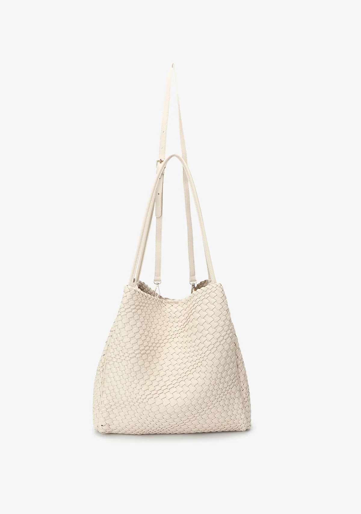 Hollace North South Tote Woven Cream - Image 3