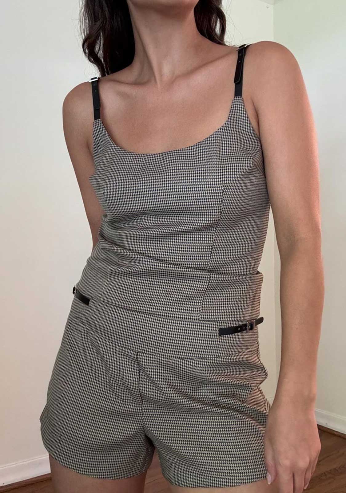 Houndstooth Buckle Straps Top - Image 3