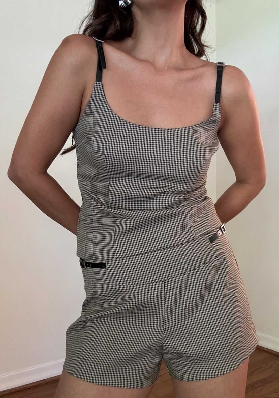 Houndstooth Buckle Straps Top - Image 4