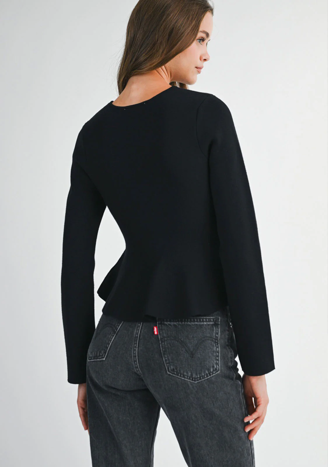 Jewel Bow Front Knit Top Black - Image 3