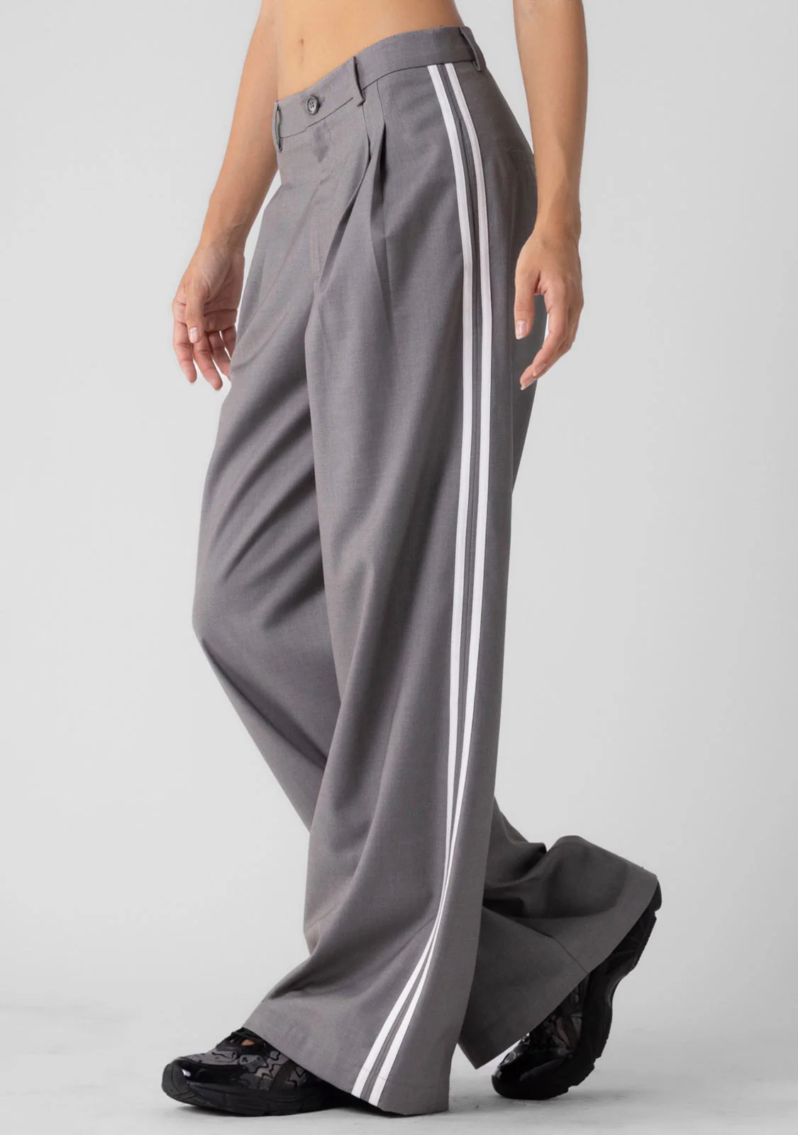 Ladies Woven Side Stripe Wide Pants - Image 2