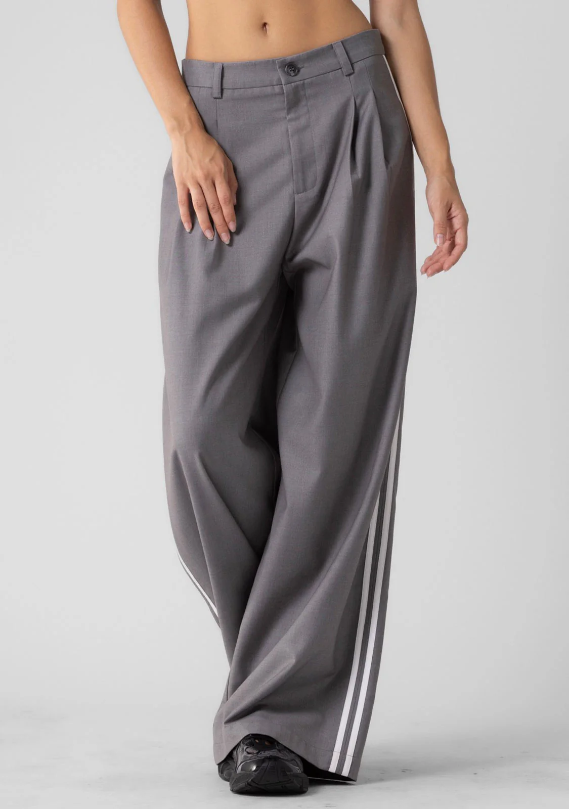 Ladies Woven Side Stripe Wide Pants - Image 3