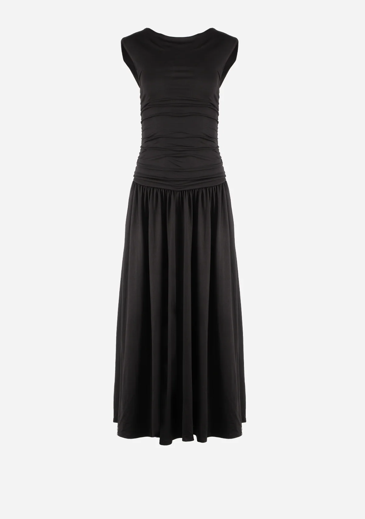 Lionel Ruched Maxi Dress in Black