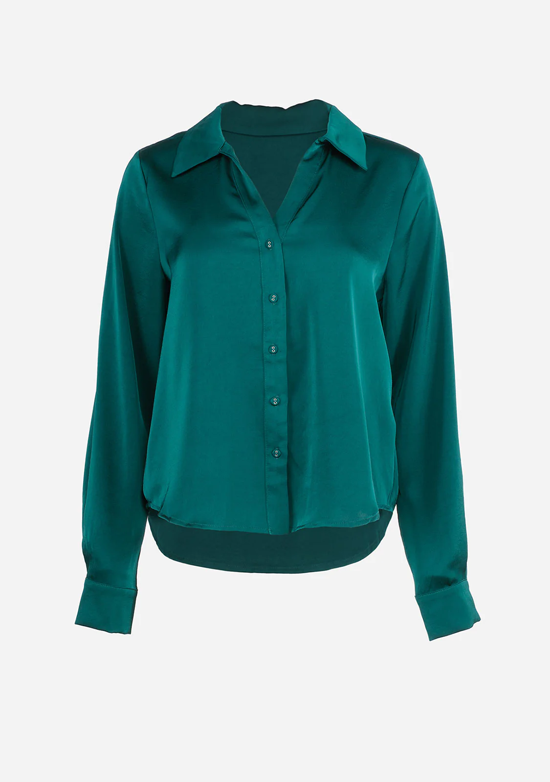 Long Sleeve Fine Satin Button-Up Shirt - Image 6
