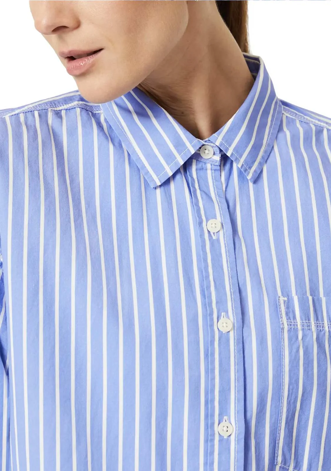 Long Sleeve Shirt Blue White Striped - Image 4