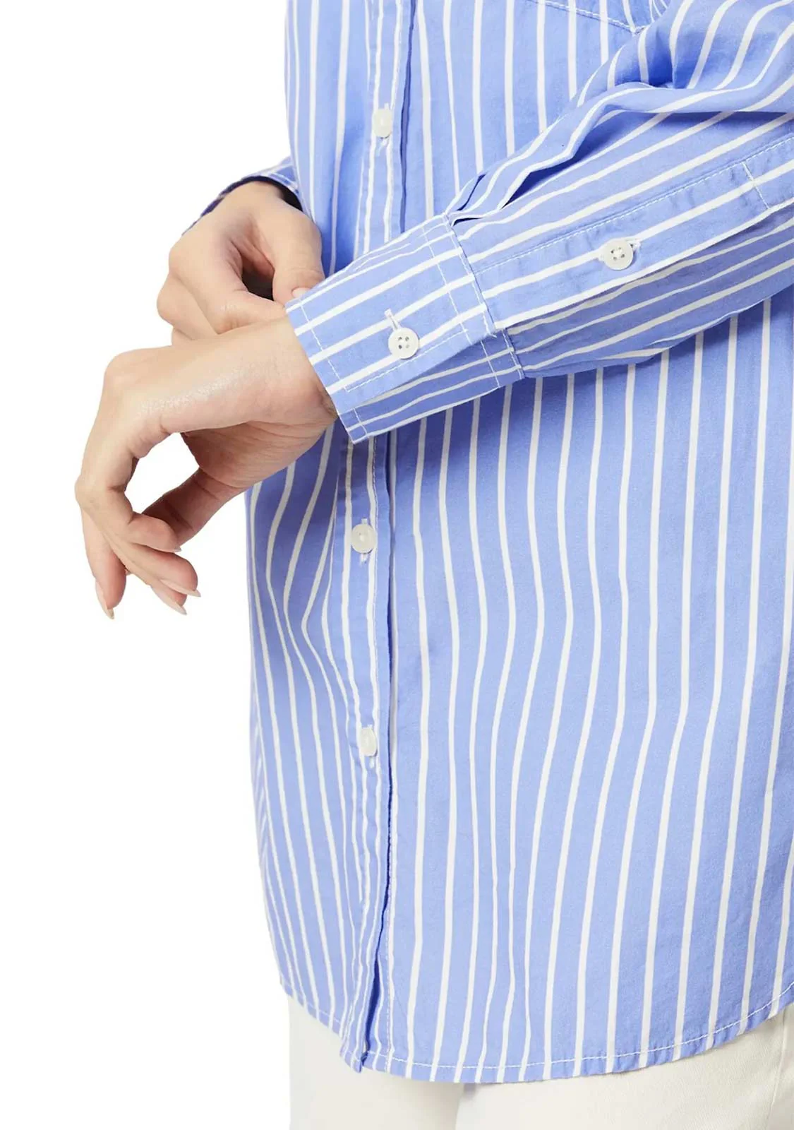 Long Sleeve Shirt Blue White Striped - Image 5