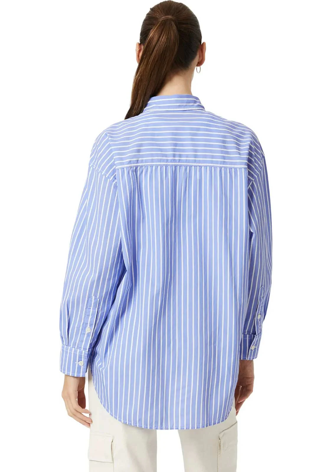 Long Sleeve Shirt Blue White Striped - Image 6