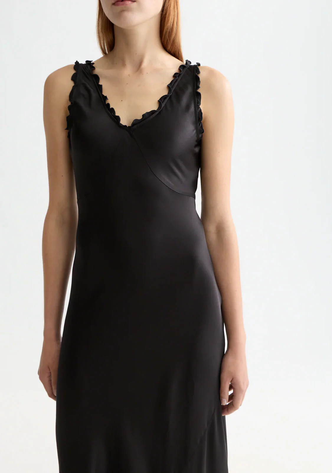 Maxi Slip Dress With Ruffled Edges Meteorite - Image 2