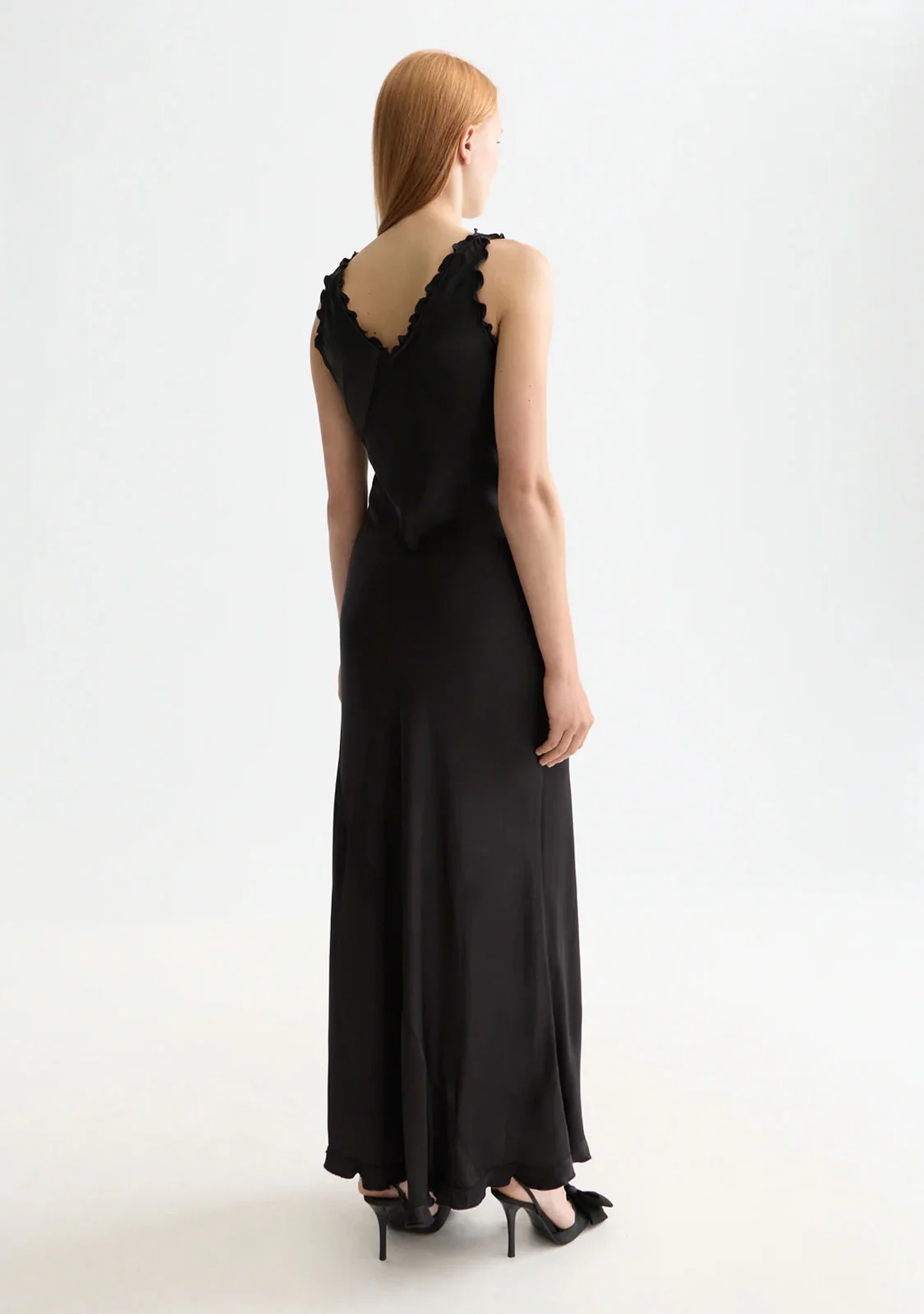 Maxi Slip Dress With Ruffled Edges Meteorite - Image 4