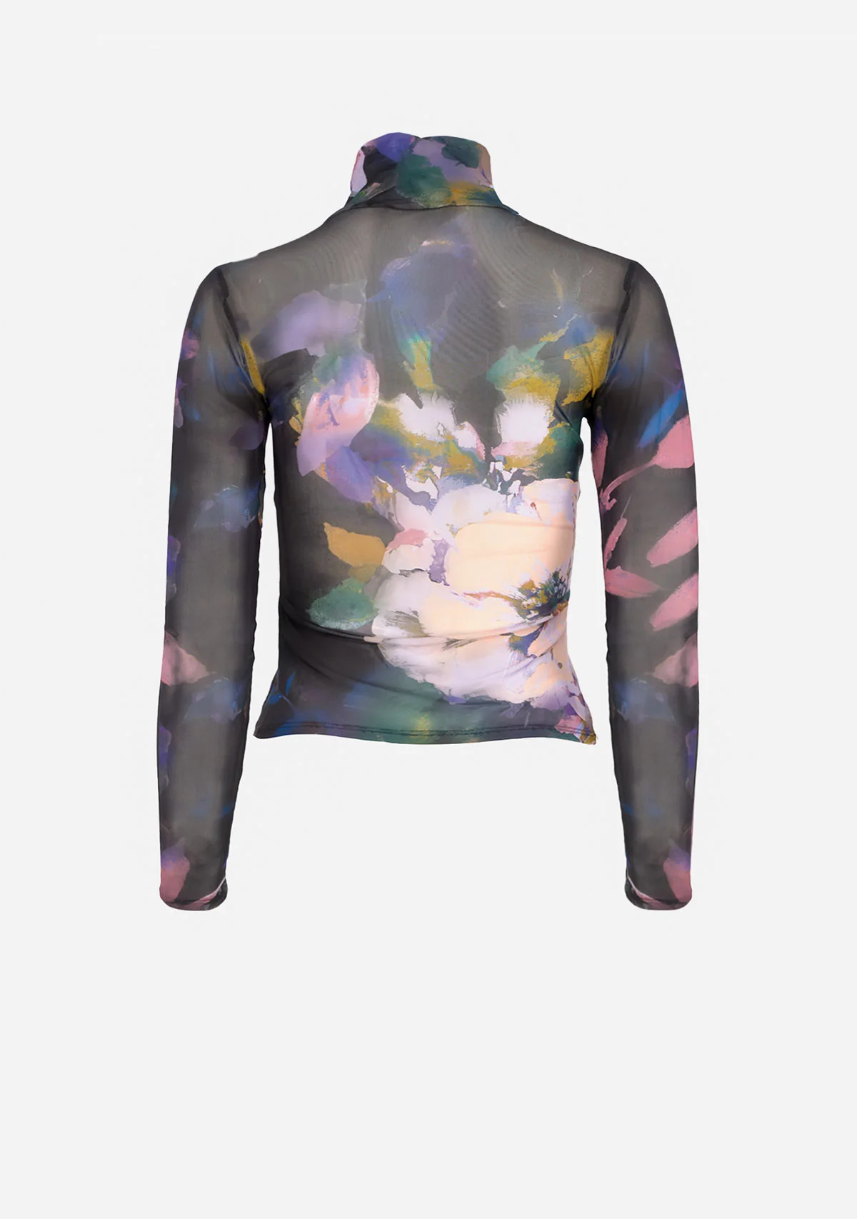 Mock Neck Long Slv Mesh Print Top - Image 6