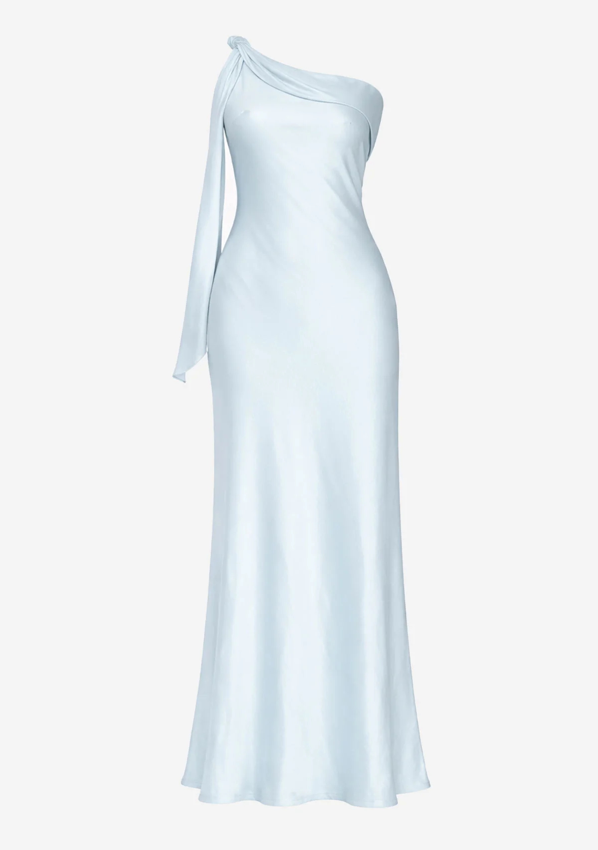 One Shoulder Satin Maxi Dress Ice