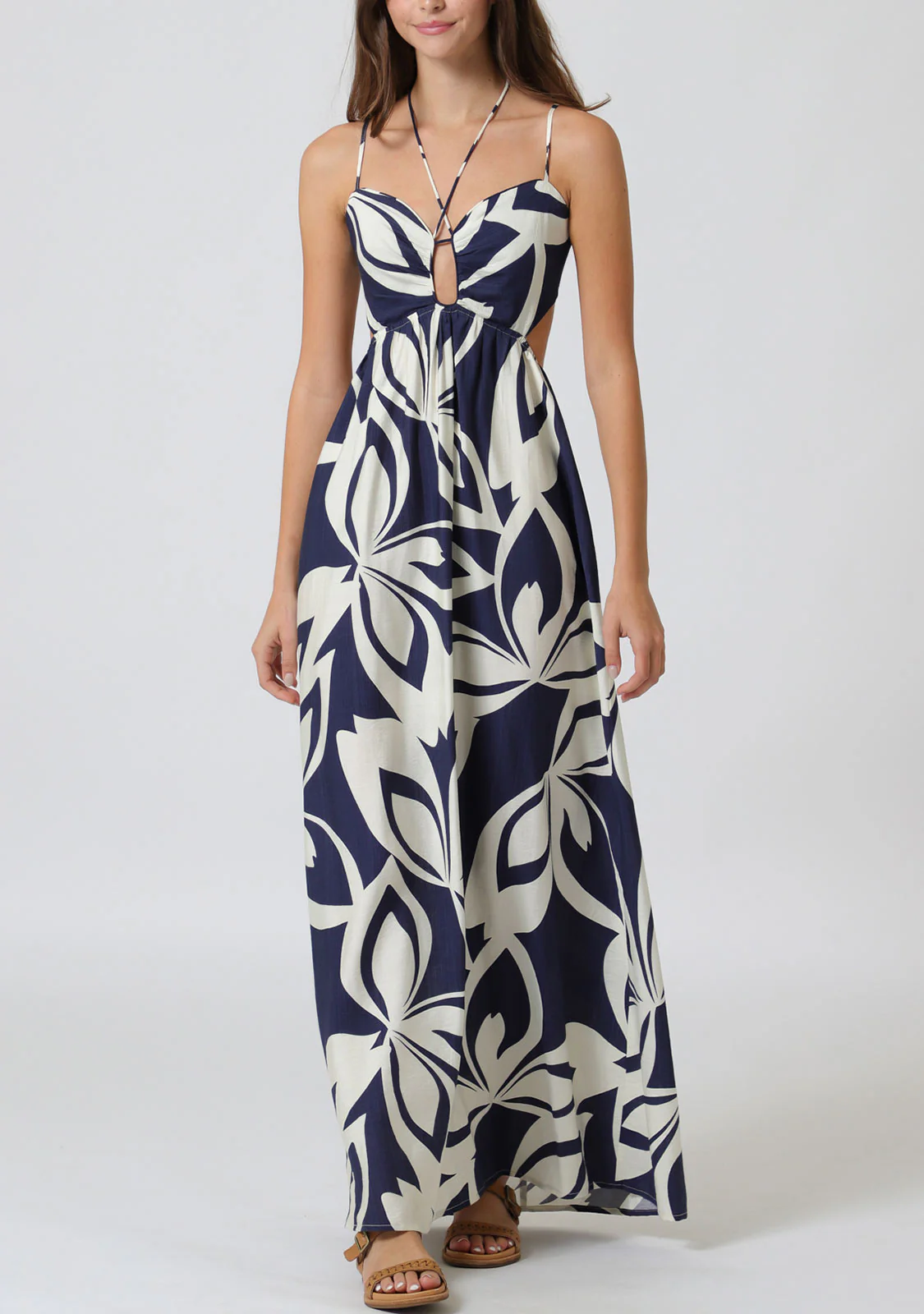 One Side Metal Triming Halter Dress - Image 2