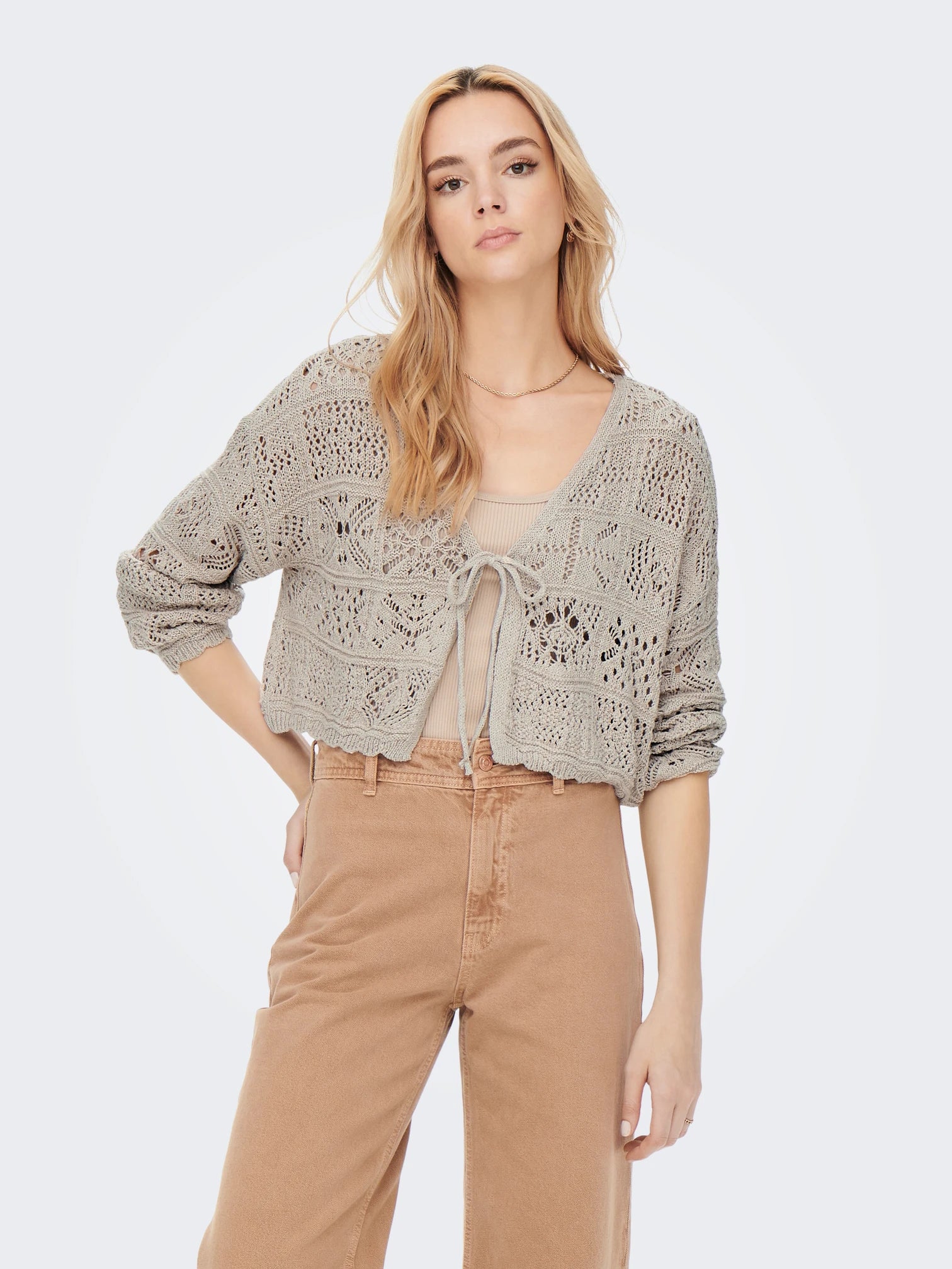 ONL Beach Life Knit Cardigan Cloud Dancer - Image 4