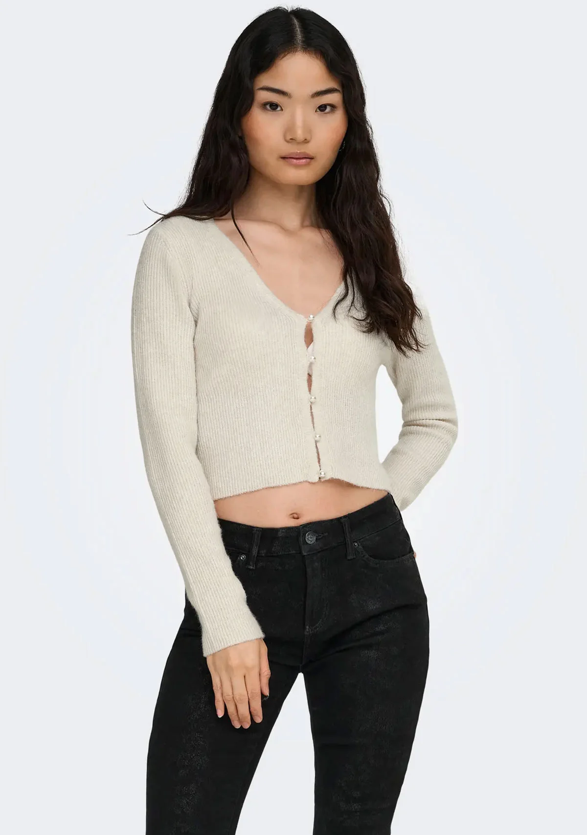 ONL Rica Life Pearl Cardigan Birch Melange - Image 2