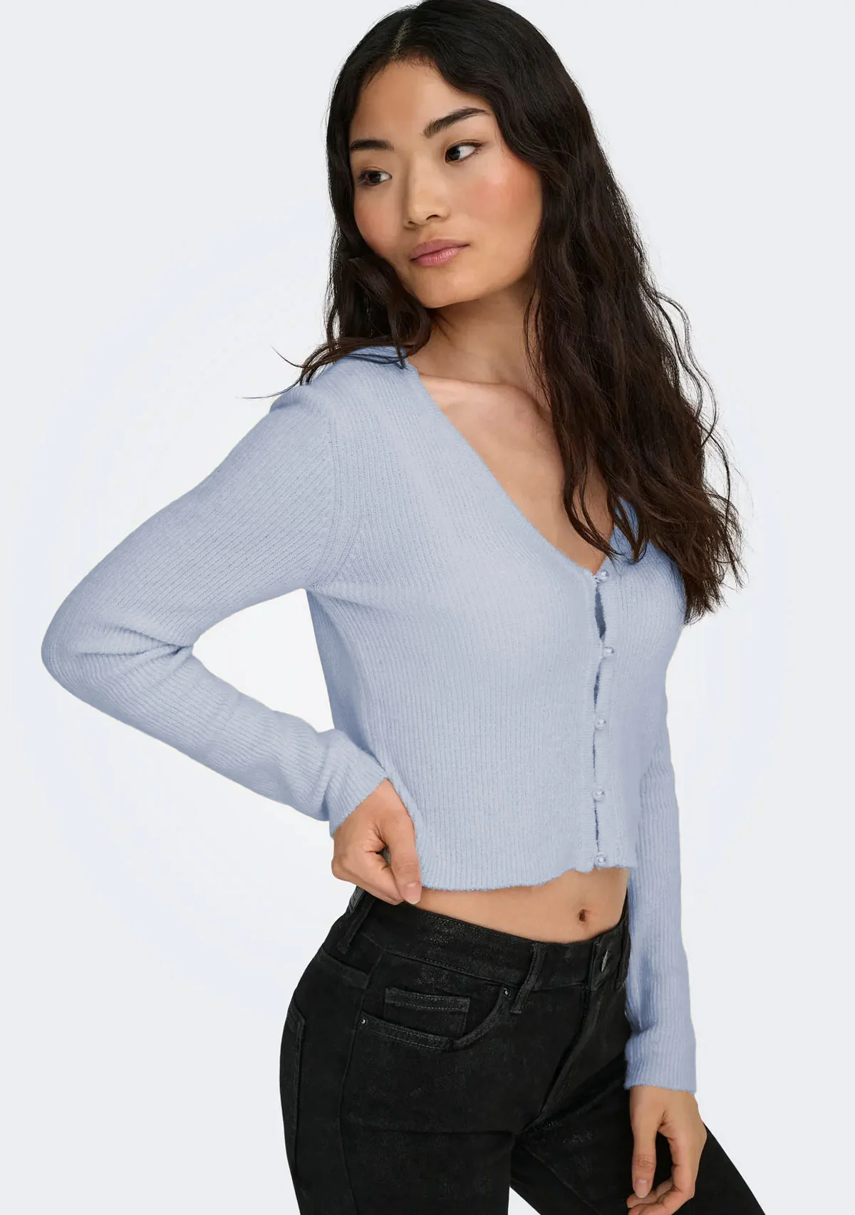 ONL Rica Life Pearl Cardigan Soft Chambray Melange - Image 2
