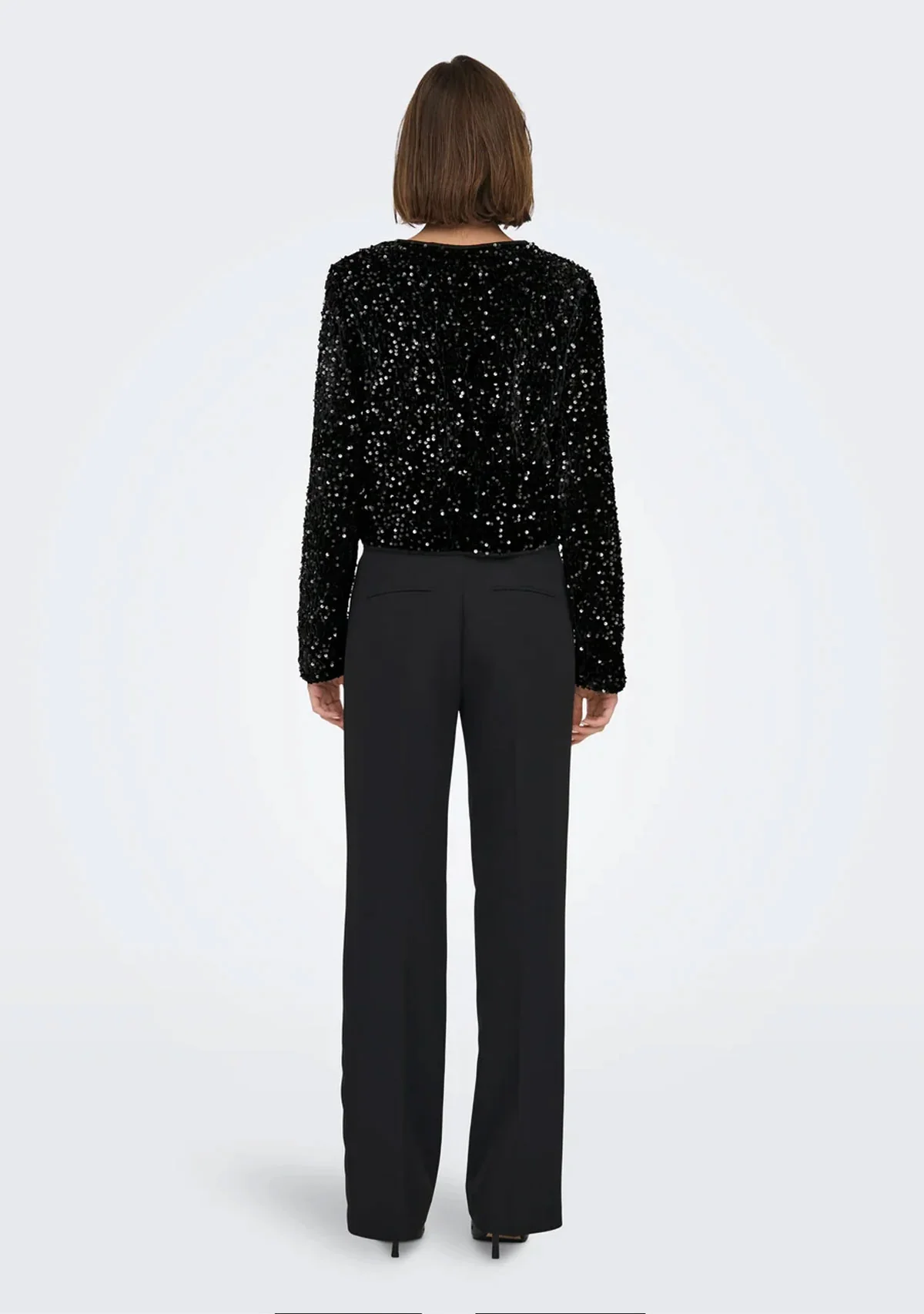 ONLanika Sequins Ls Bow Top Wvn Cs Black - Image 4