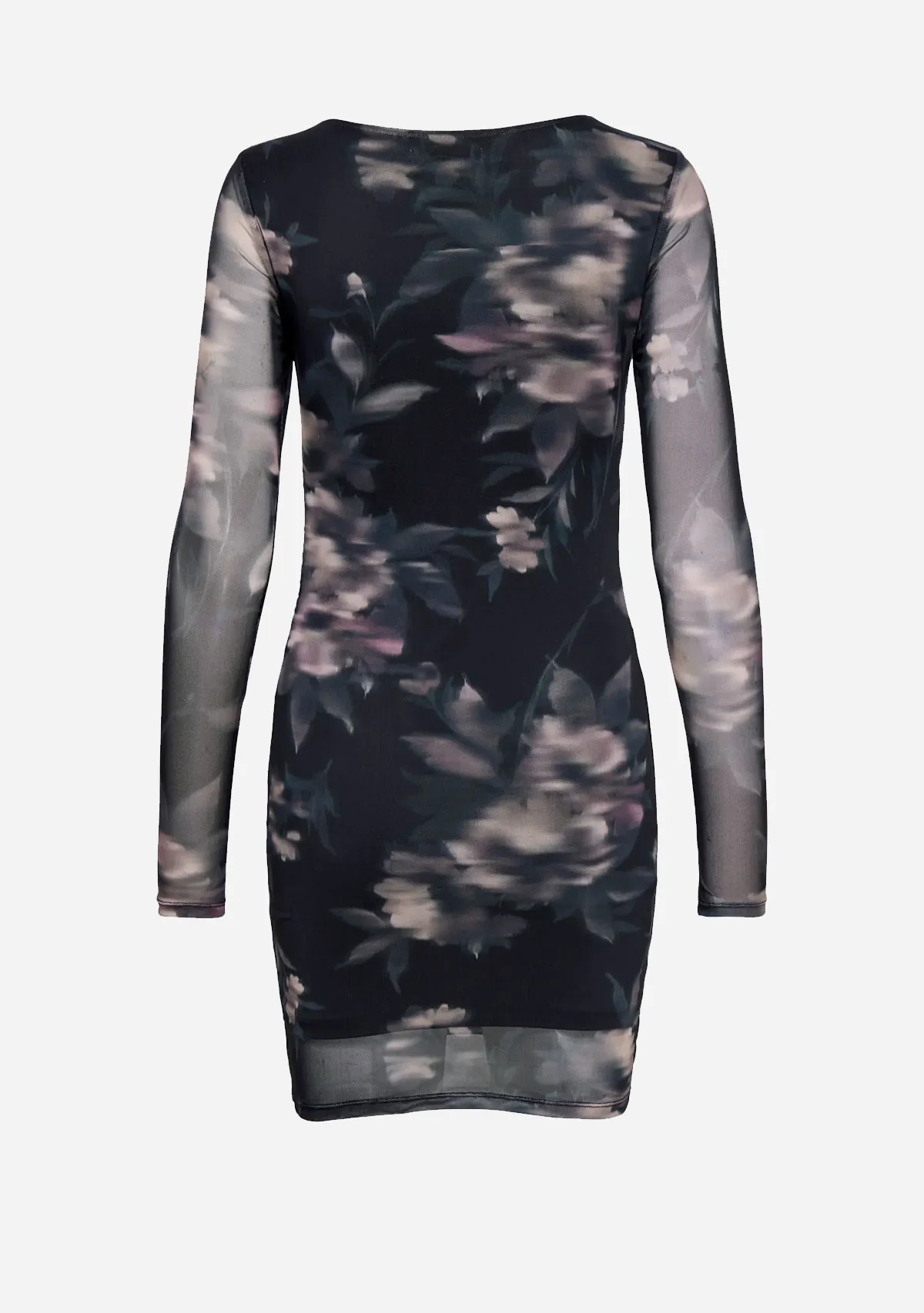 ONLkaya Life Ls Ruching Mesh Dress Wvn Twilight Mauve Diffused Floral - Image 5