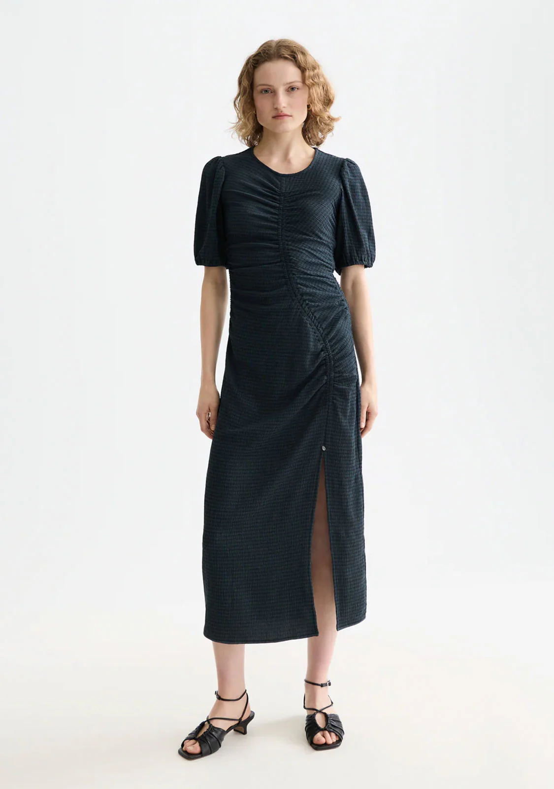 Open Structured Jersey Midi Dress Carbon - Image 2