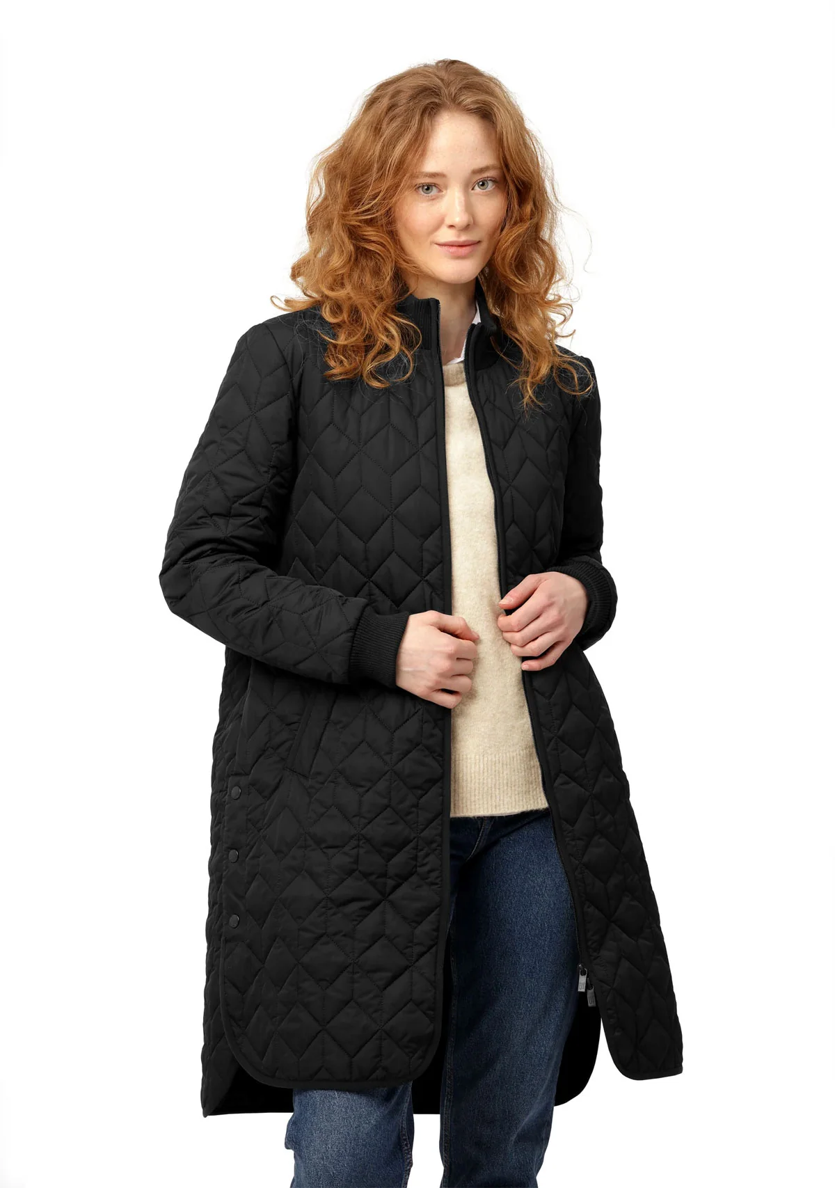 Padded Quilt Coat Black - Image 3