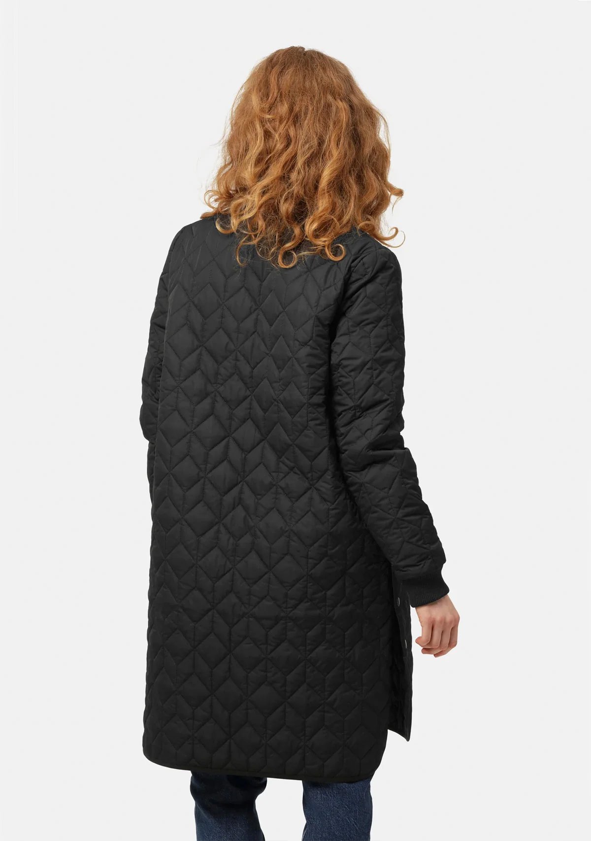 Padded Quilt Coat Black - Image 4