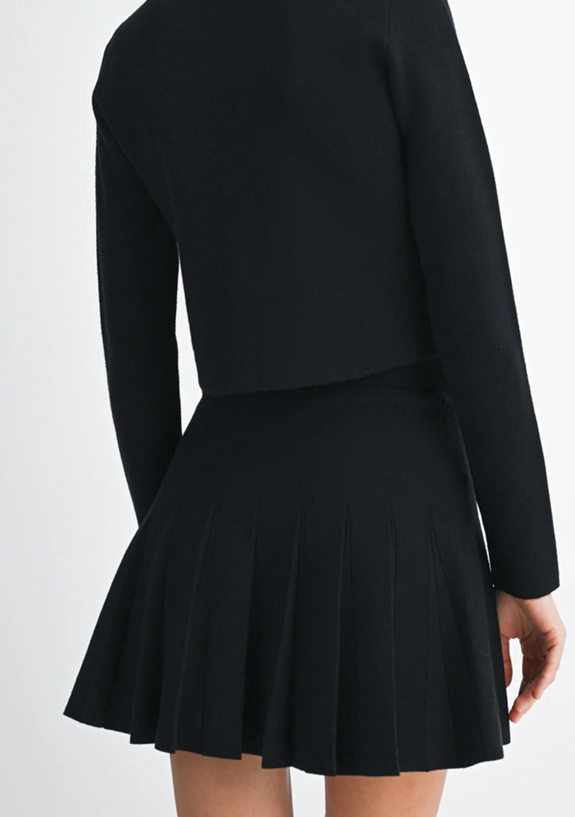 Pearl Beaded Detail  Pleated Mini Skirt Black - Image 3