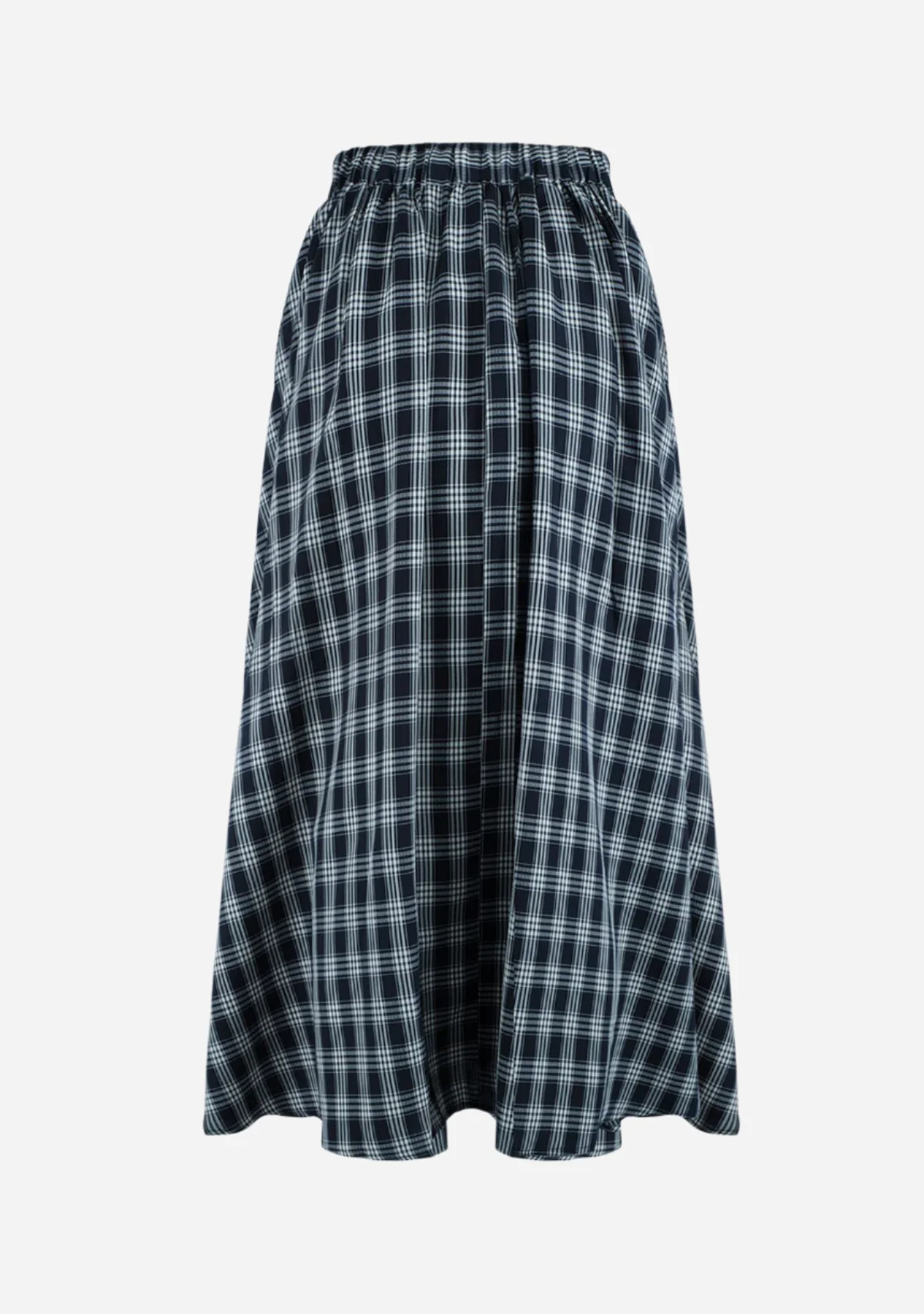 Plaid Seersucker  Midi Skirt Navy - Image 2